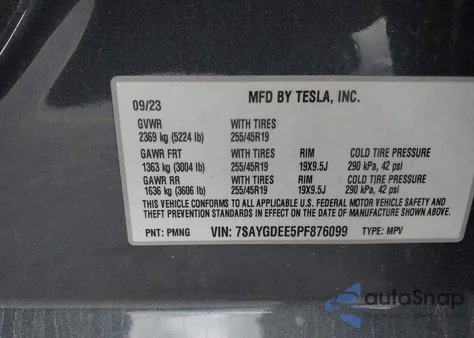 2023 Tesla Model Y Awd/Long Range Dual Motor All-Wheel Drive from USA, damaged, VIN 7SAYGDEE5PF876099